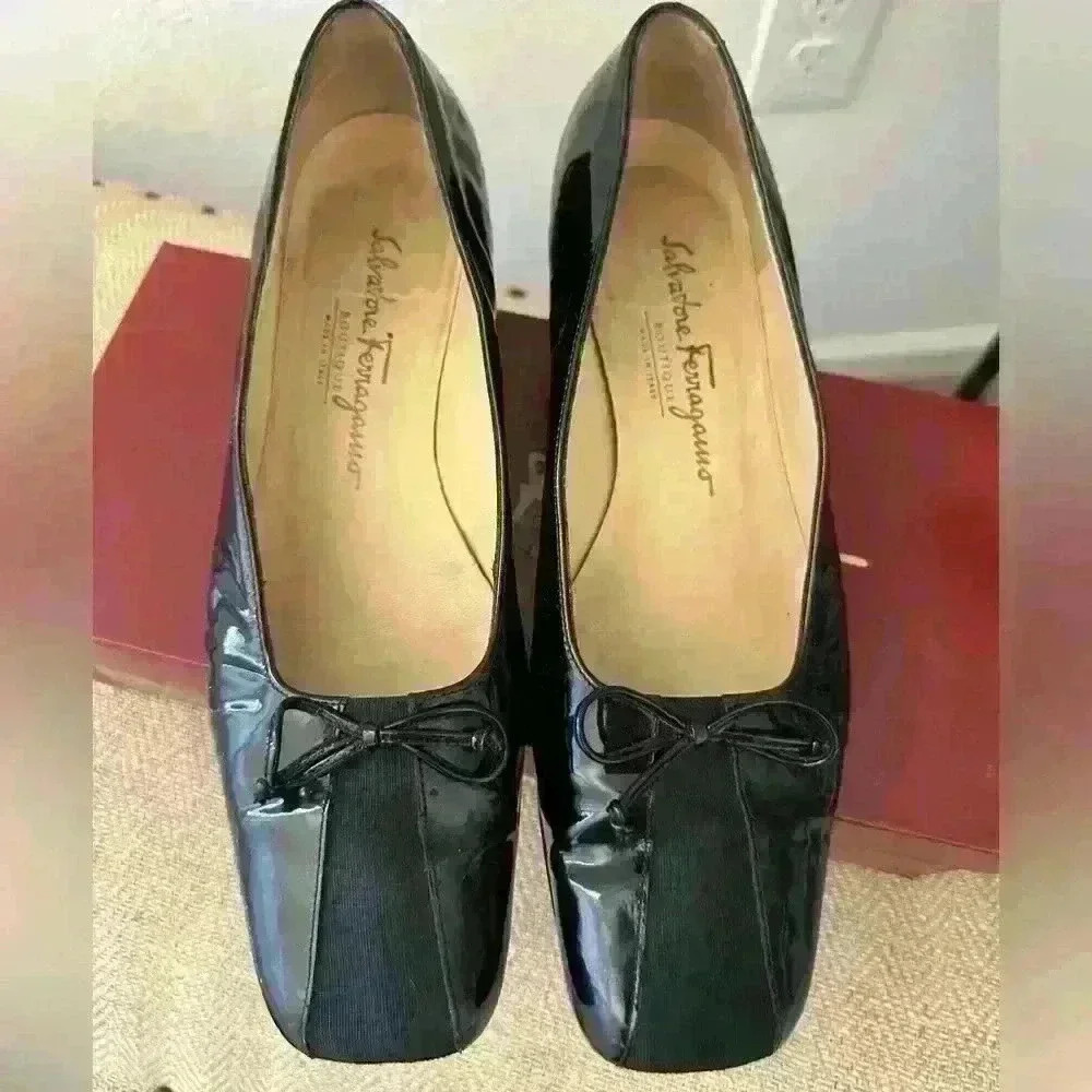 Vintage Salvatore Ferragamo Boutique Women Leather Pumps Heels Shoes Size 9.5